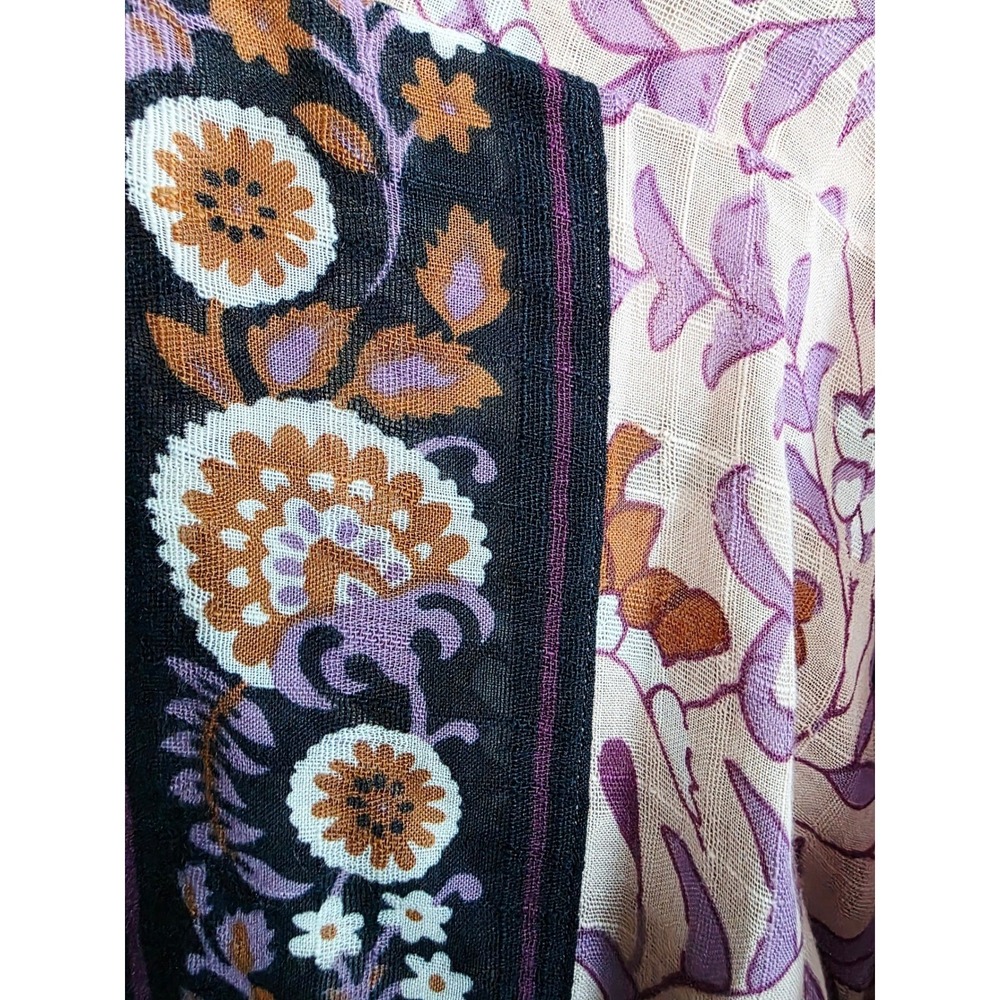 J Jill One Size Fits Most Floral Print Kimono Jacket Women S-M-L Purple Brown - Picture 7 of 9